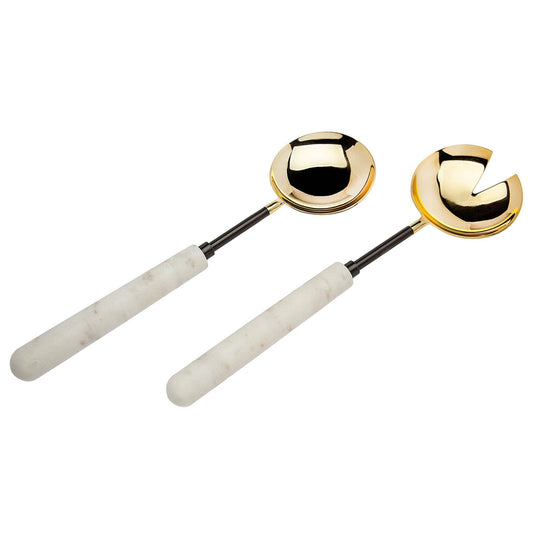 Snowy Marble Salad Server Set