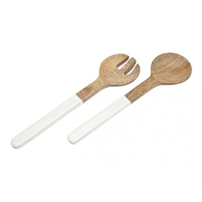 Wood/enamel Salad Servers