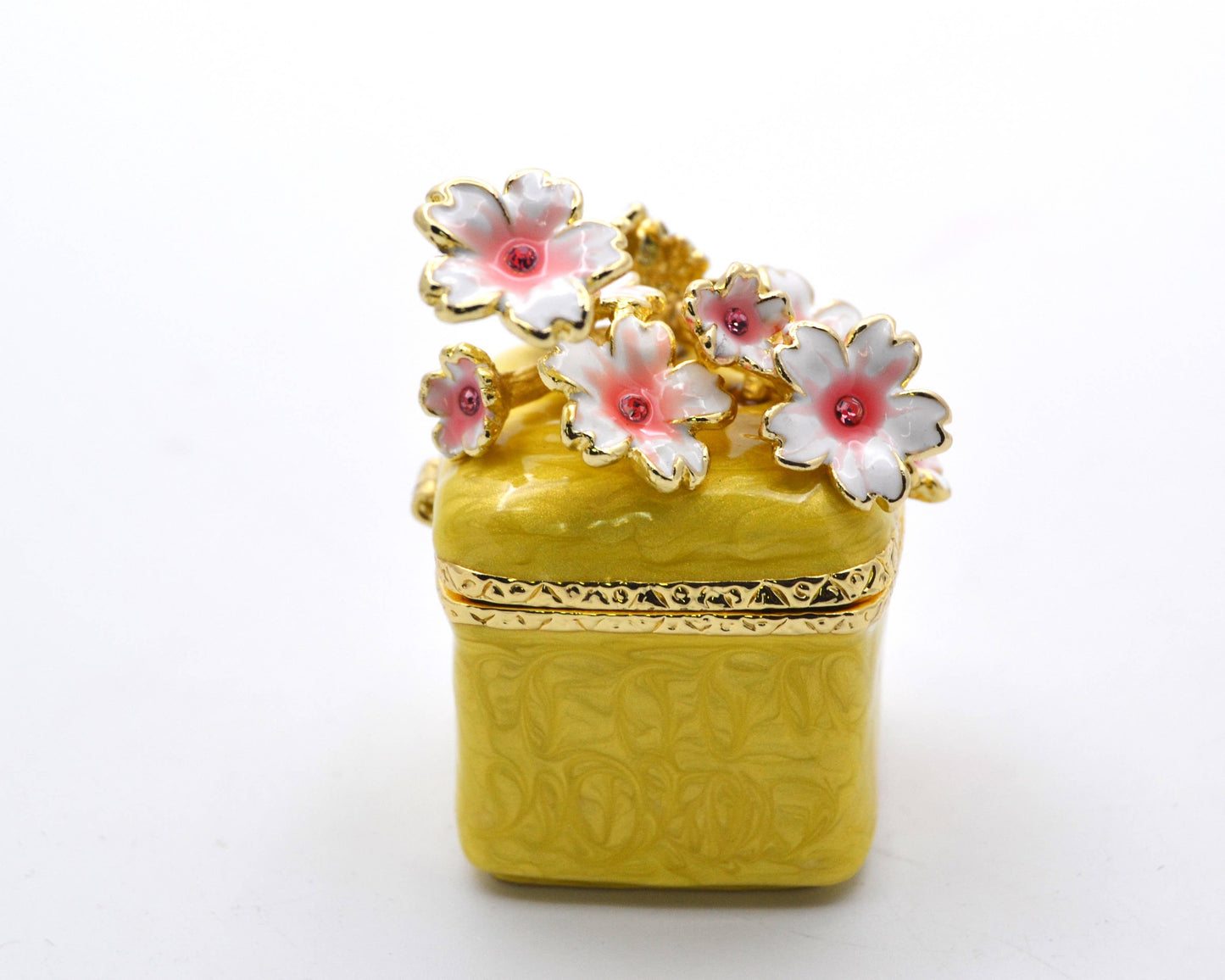 Jeweled Floral Trinket Box. Hand Set Austrian Crystals