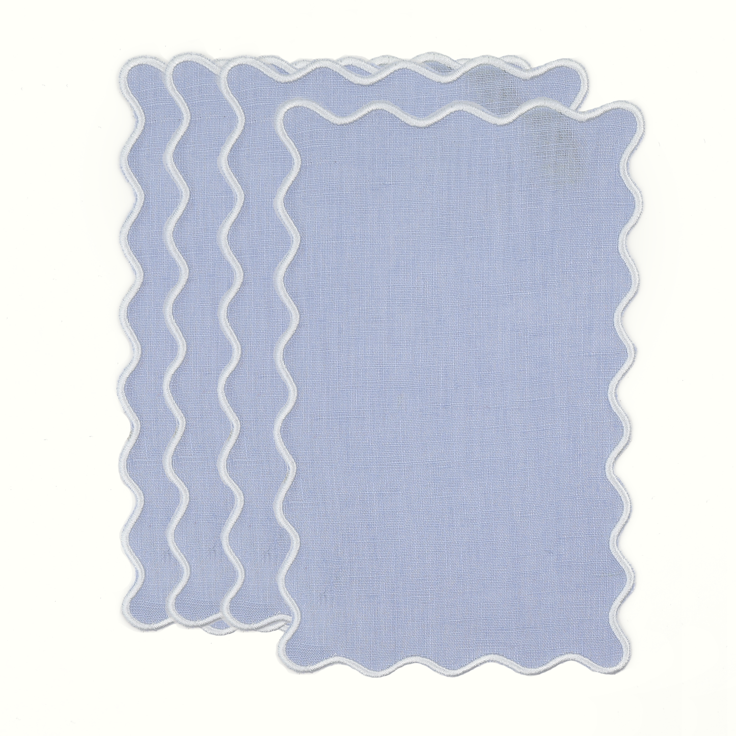 Powder Blue Linen Rectangle Cocktail Napkins  - Set of 4