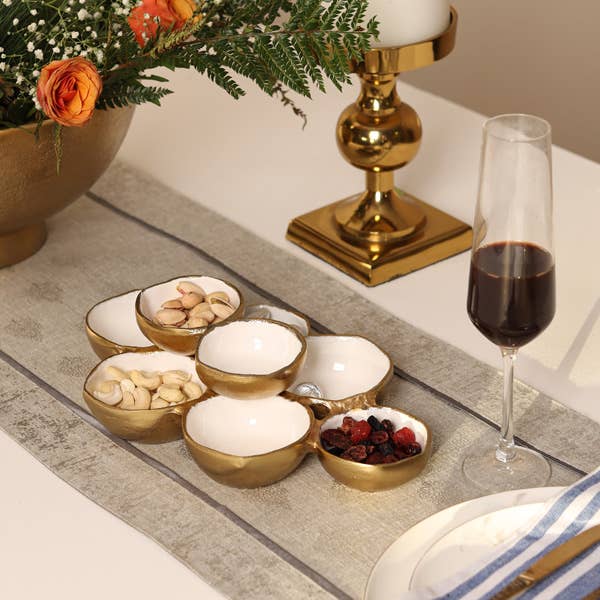 Gold White 8 Bowls Cluster