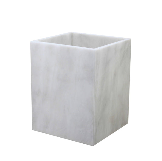 Wastepaper Basket with Pearl White Marble Polished Finish