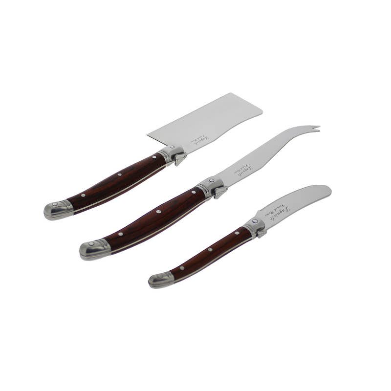 French Cheese Knife Set, 3 Piece, Pakkawood