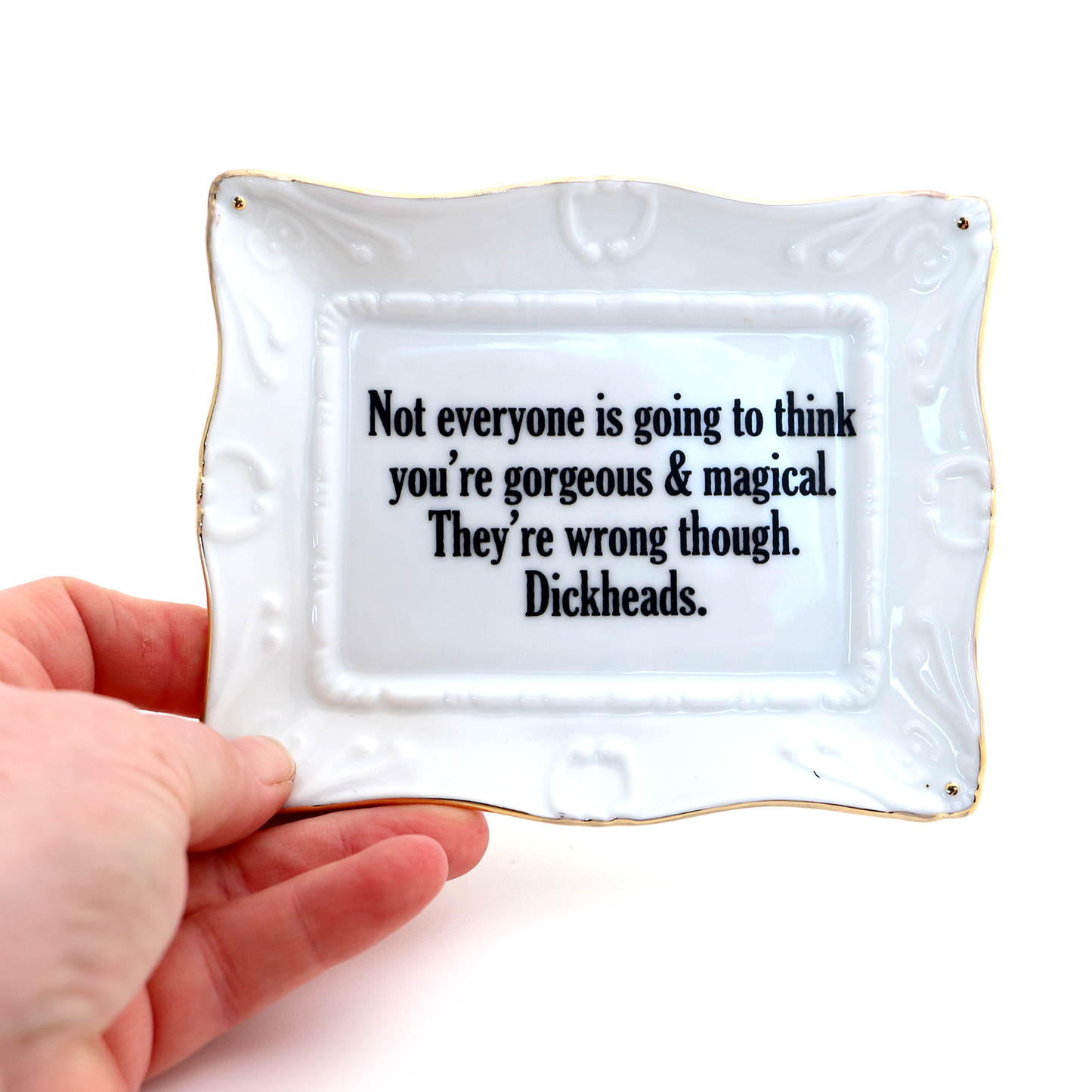 Porcelain tray with gold rim, Gorgeous and Magical