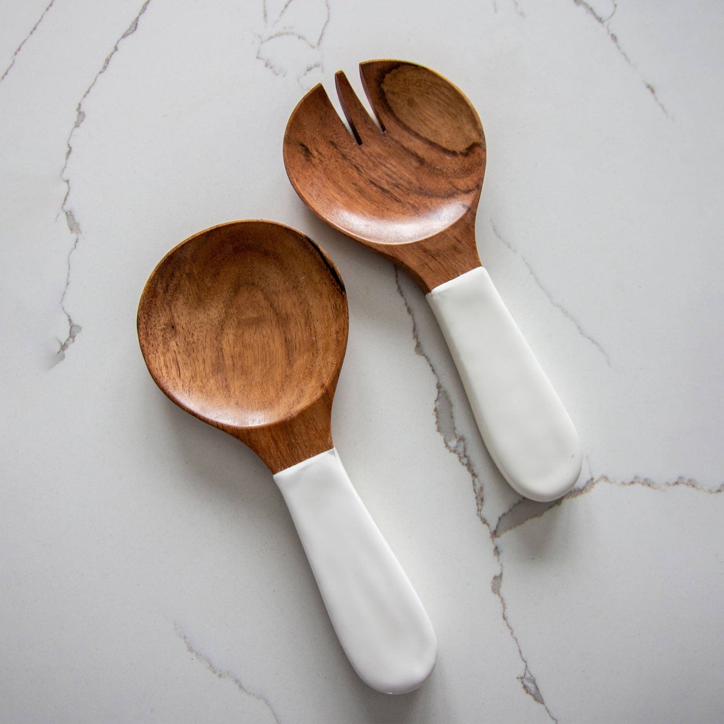 Wood + White Collection Acacia Wood Salad Servers