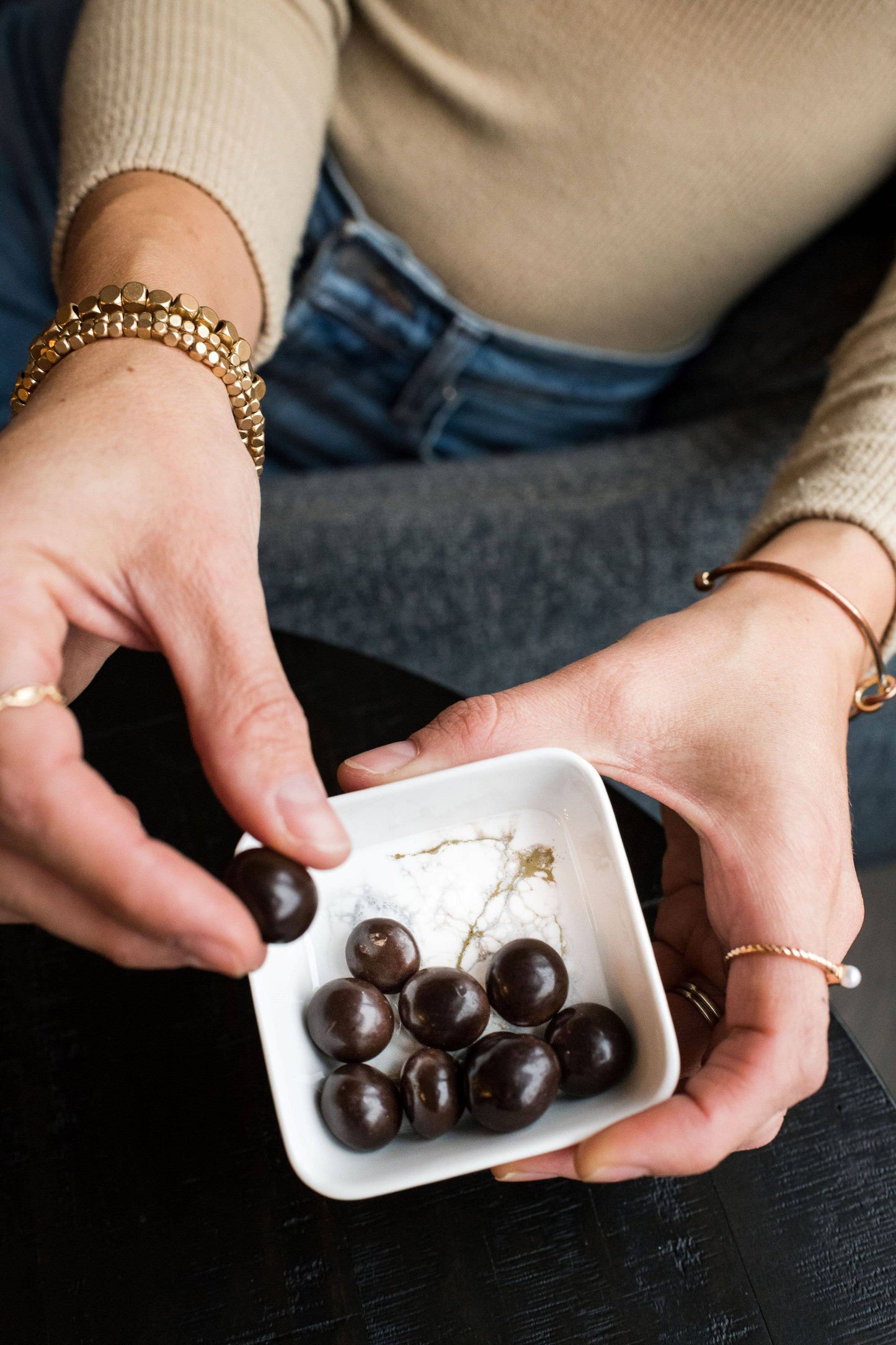 Resin Accented Ceramic Dipping Bowl