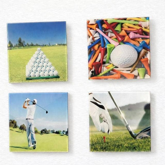 Golf Lover Glass Coasters -Set of 4 Coasters