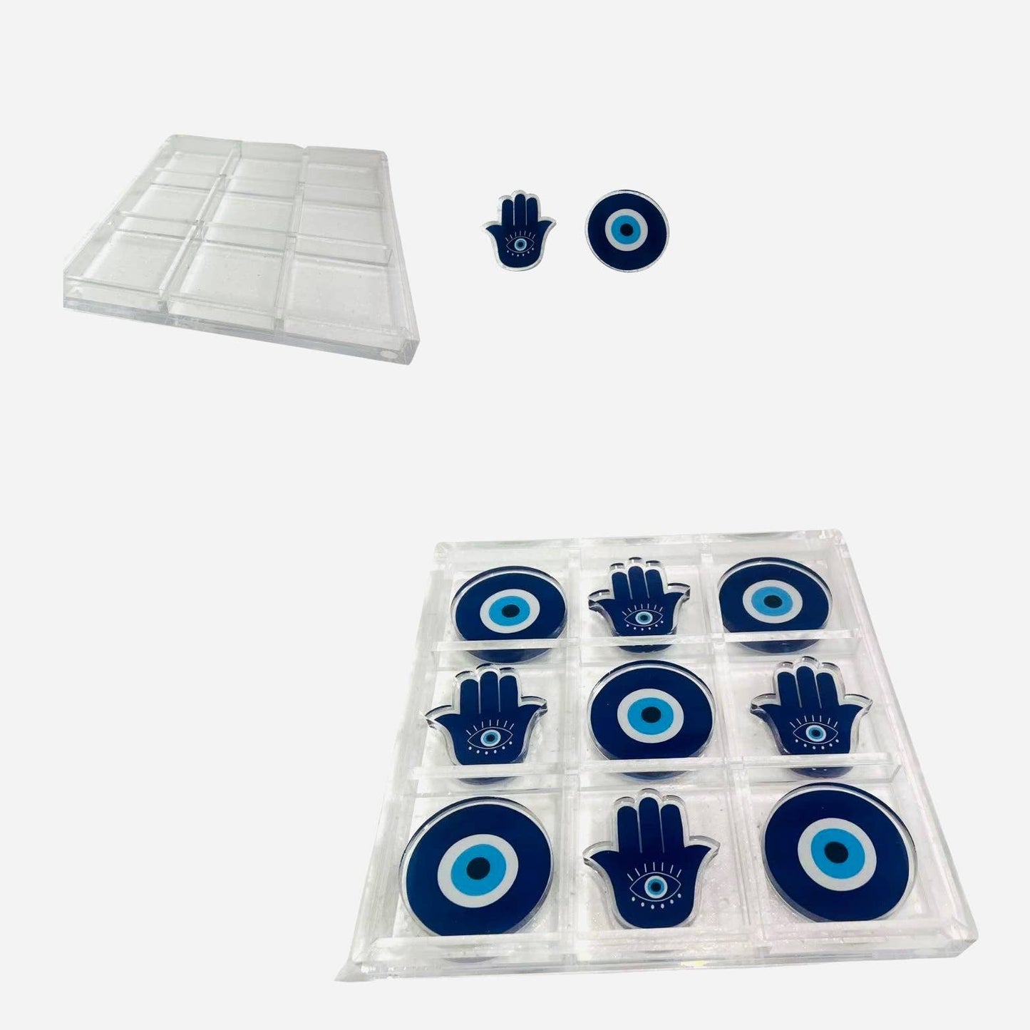 Hamsa Tic Tac Toe in Lucite