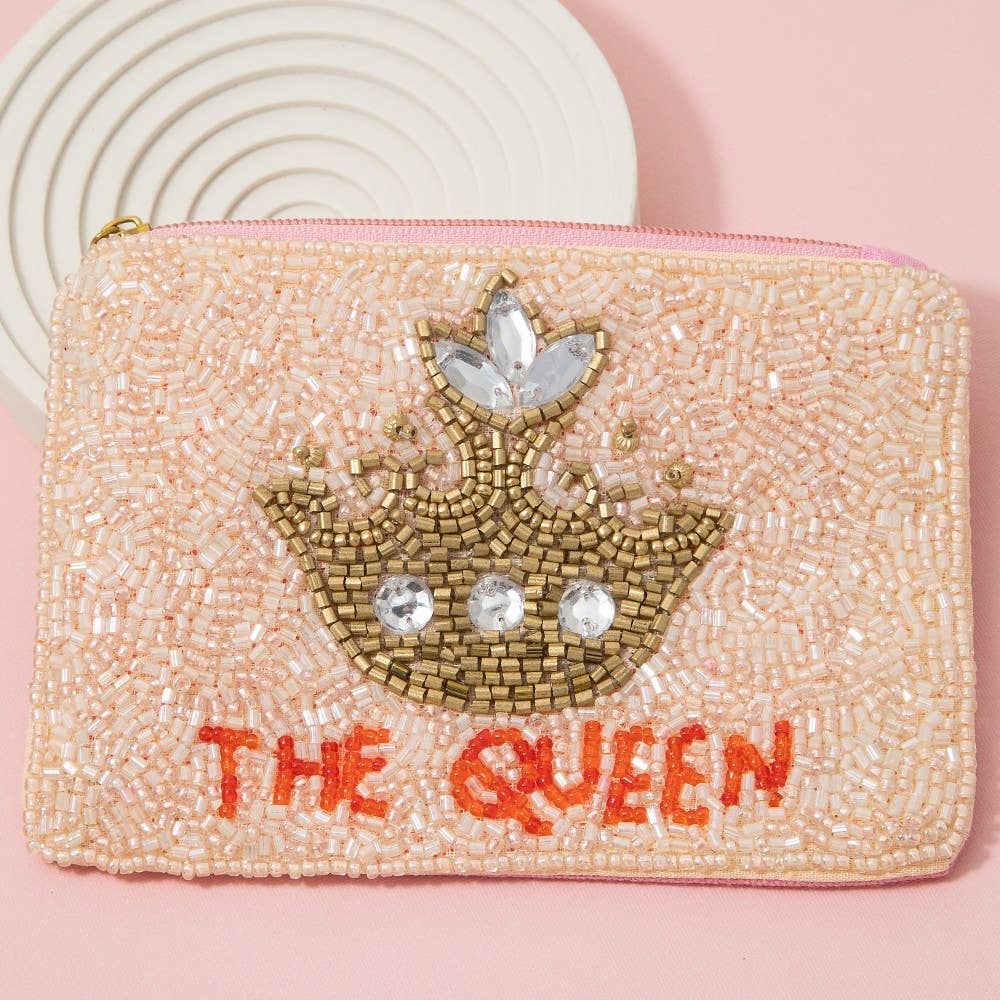 The Queen Crown Seed Beaded Coin Purse
