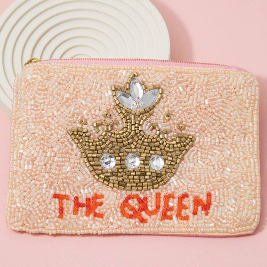 The Queen Crown Seed Beaded Coin Purse