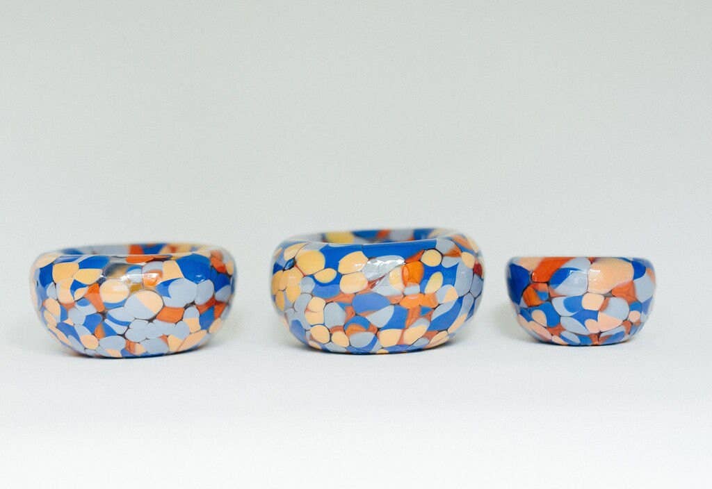 Glass Blown Forever in Blue Edgy Bubble Bowl