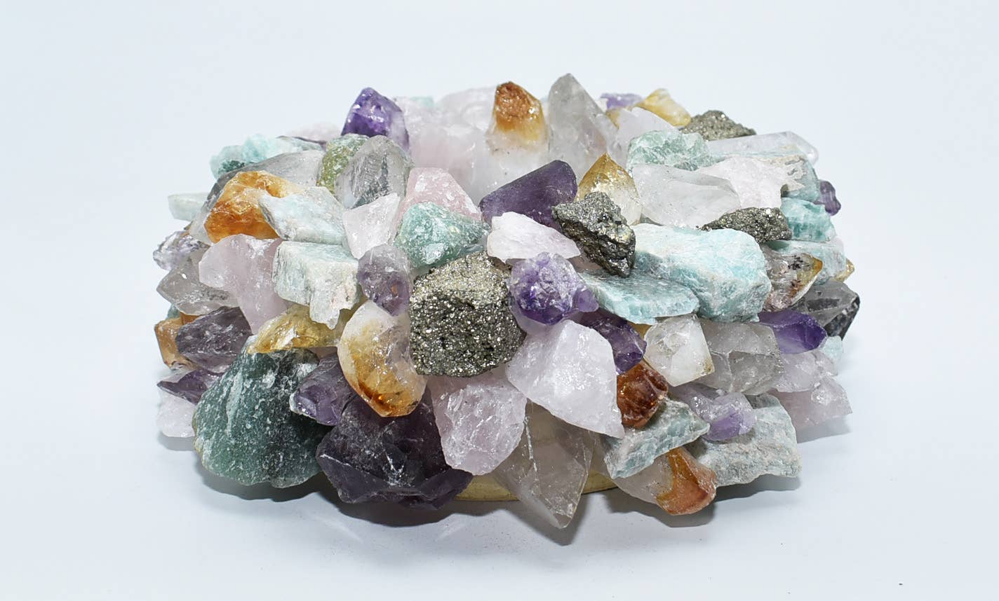 Natural Mixed Stones Votive Candle Holder