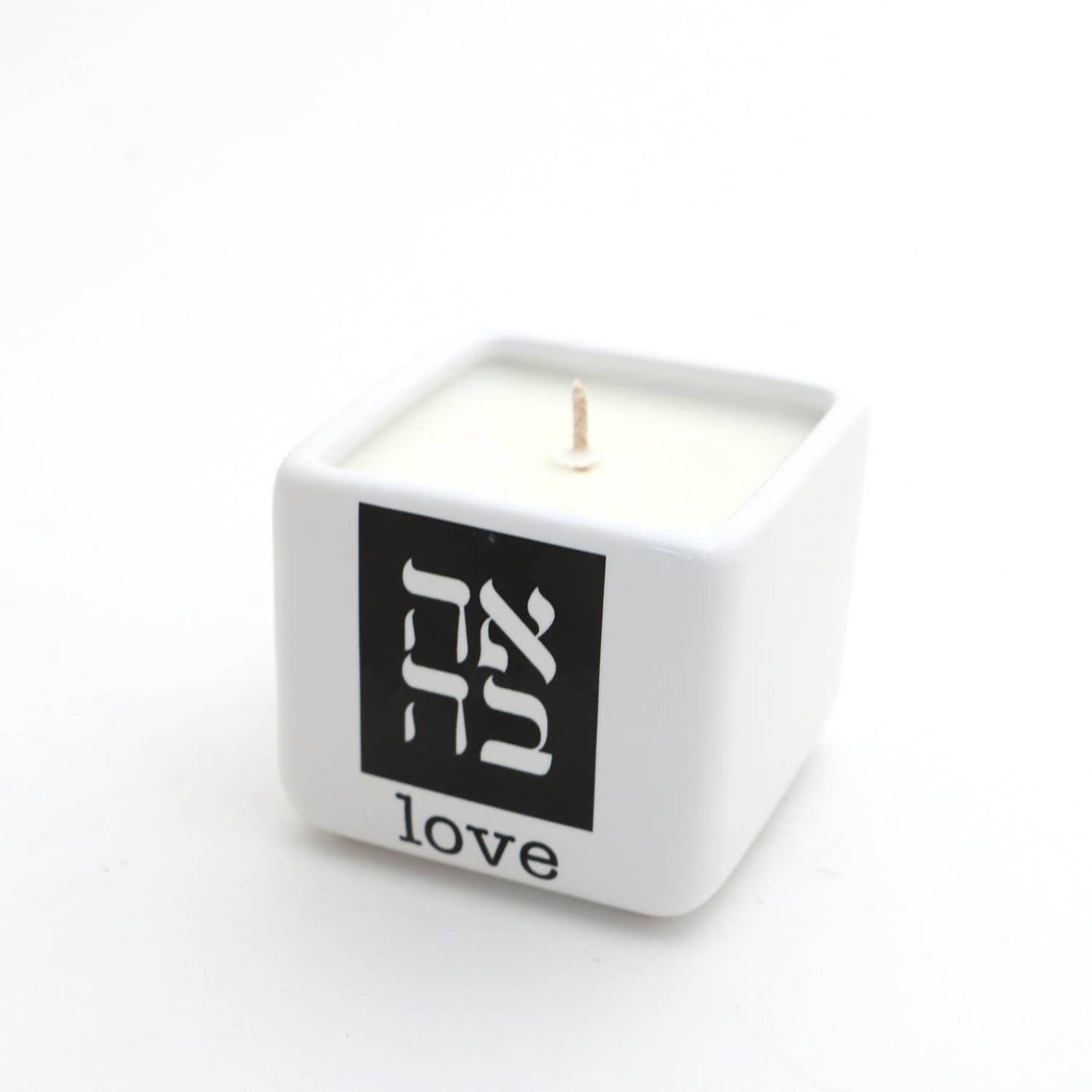Hand poured 8 oz. soy unscented candle, Ahava Love in Hebrew