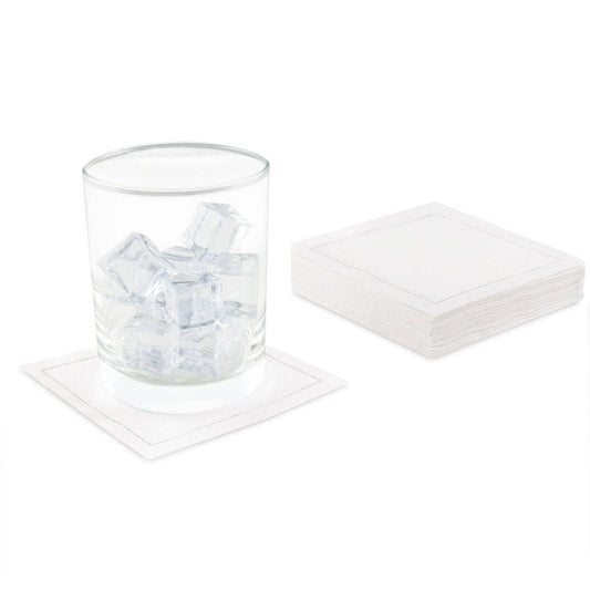 White Linen Cocktail Napkins - 50x