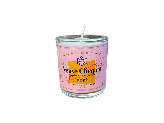 Champagne Label Votive Candle - Clear, Rose