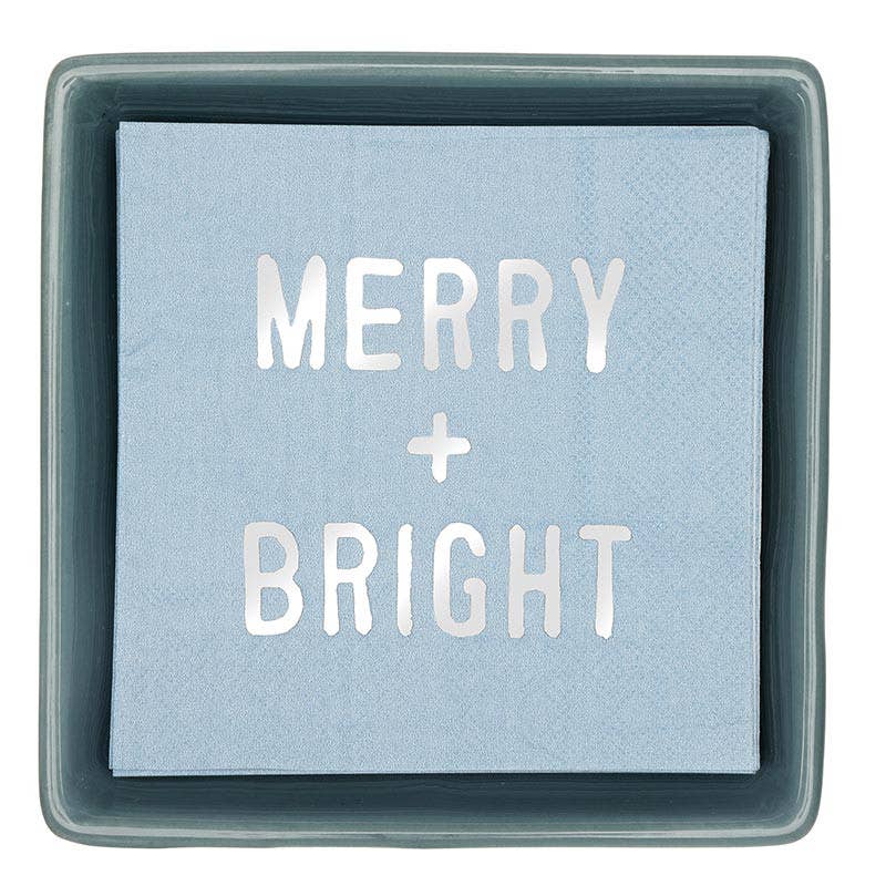 Face to Face Ceramic Tray + Napkins - Merry & Bright