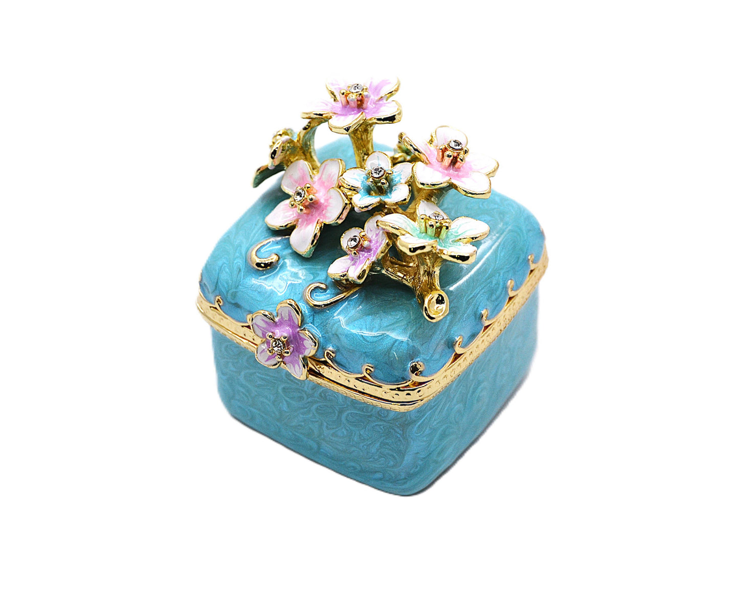 Decorative Cherry Blossom Flower Trinket Box. Hand Crafted