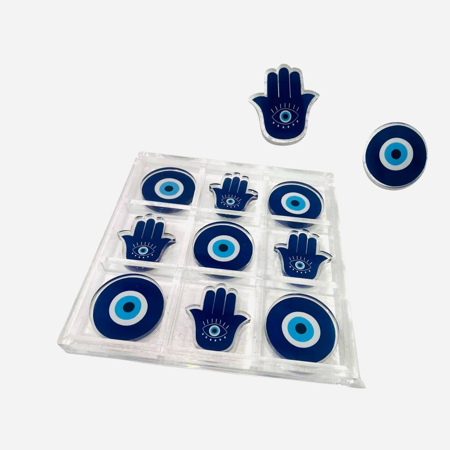 Hamsa Tic Tac Toe in Lucite