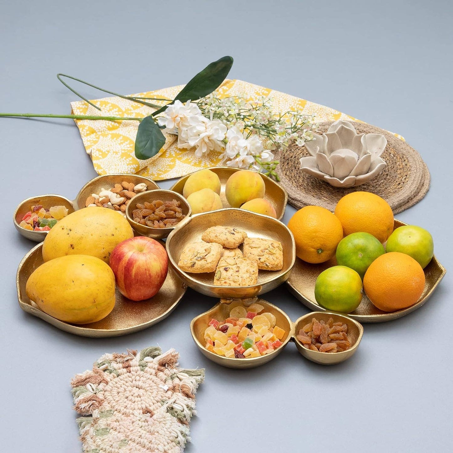 Cluster Decorative Bowls, Bright Gold Brass - Decoration