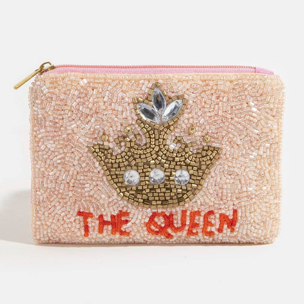 The Queen Crown Seed Beaded Coin Purse