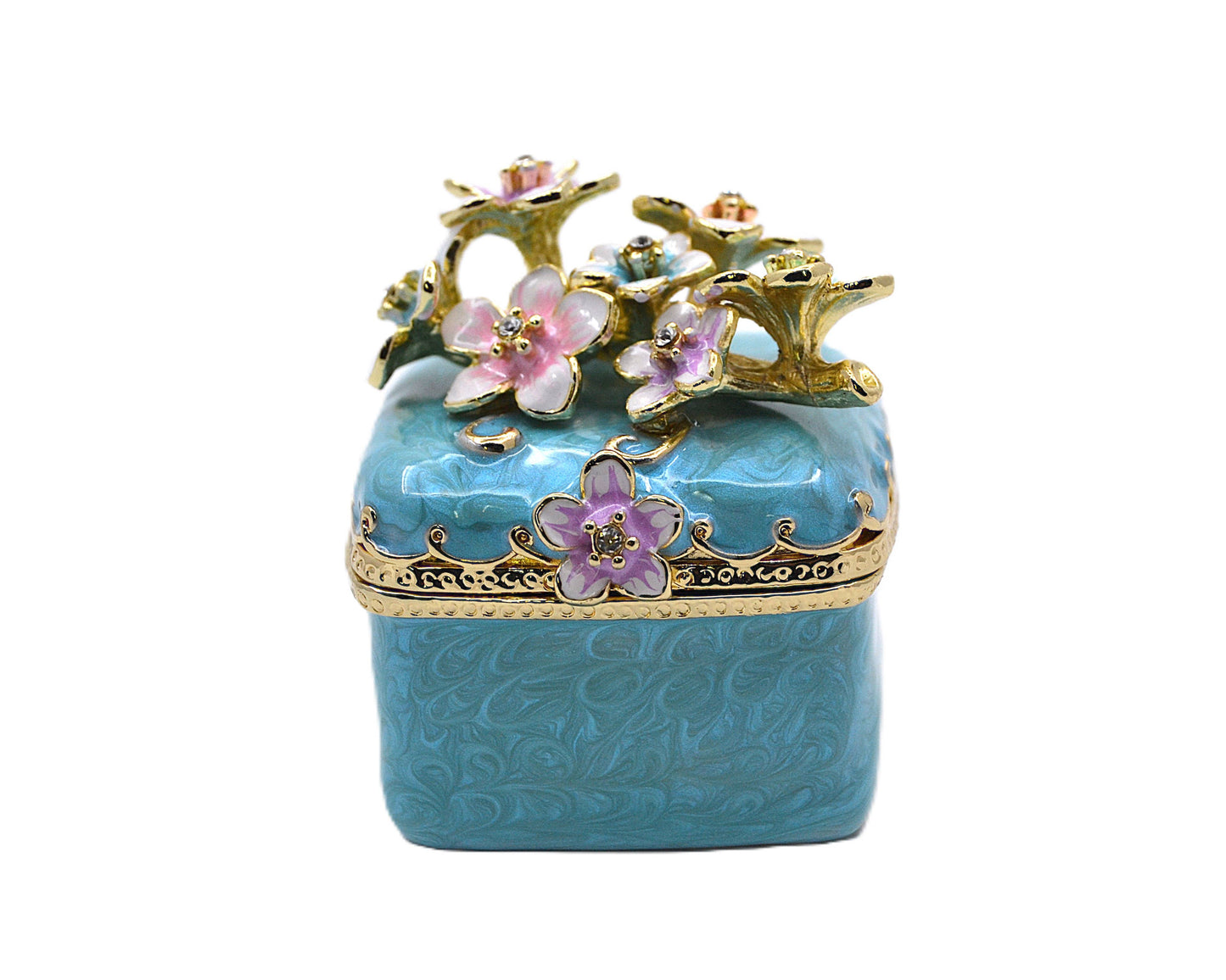 Decorative Cherry Blossom Flower Trinket Box. Hand Crafted