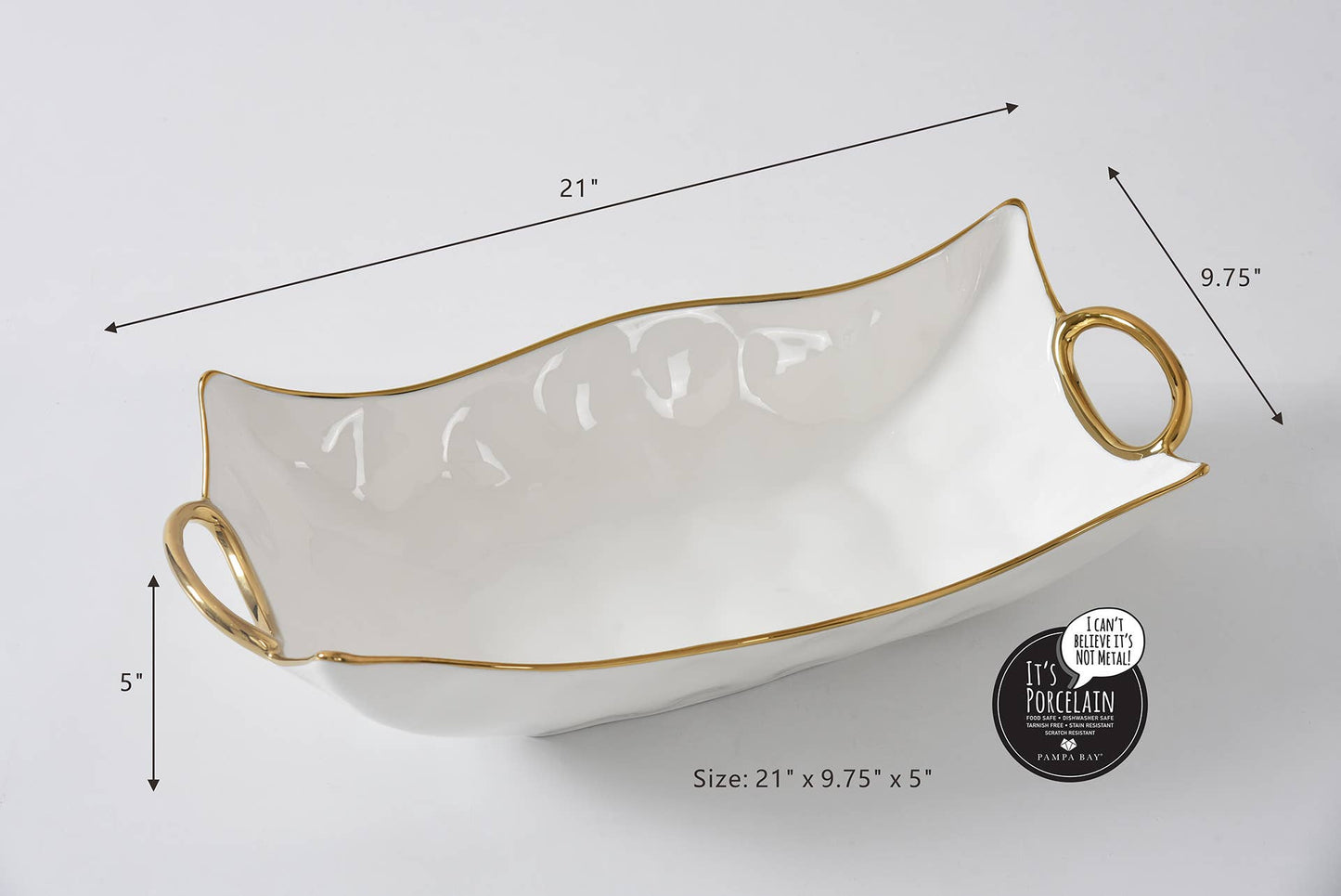 Rectangular White and Gold Centerpiece