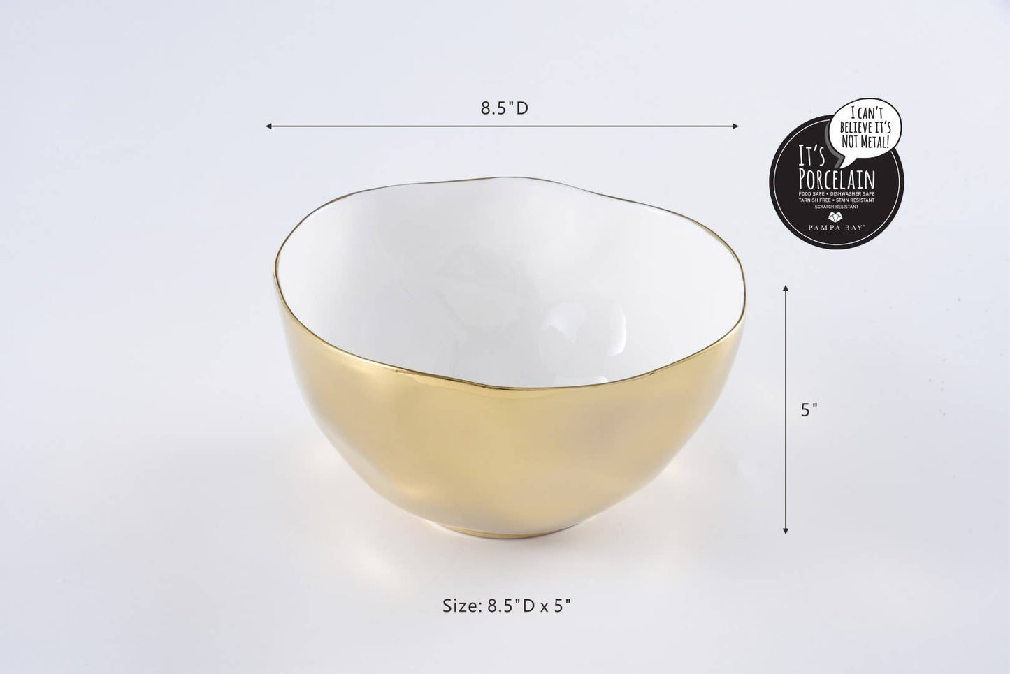 Large Gold and White Porcelain Bowl