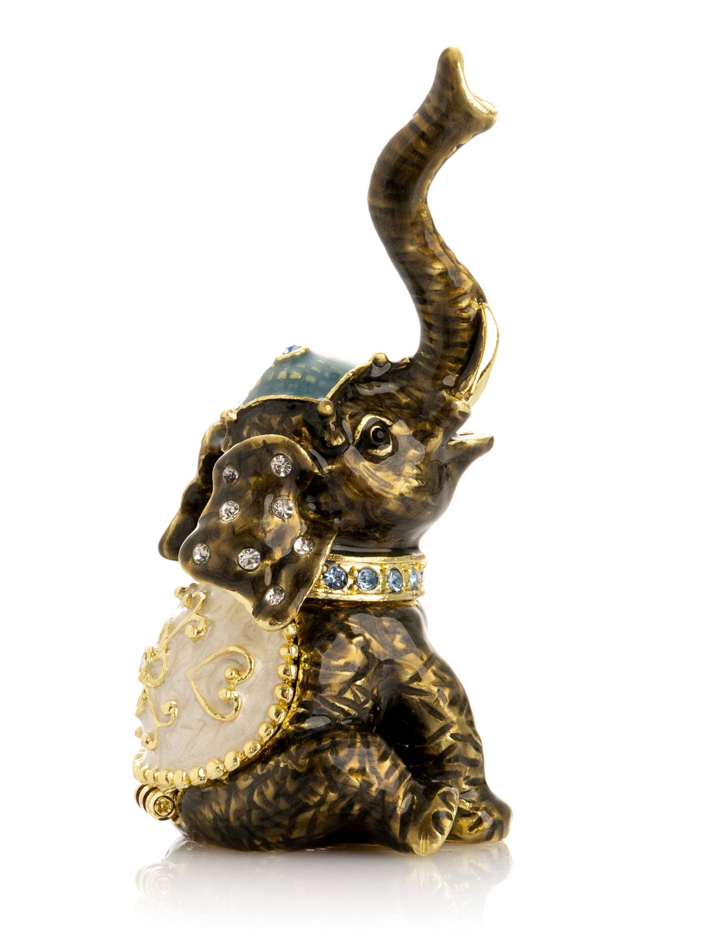 Elephant Brown and Gold Trinket Box
