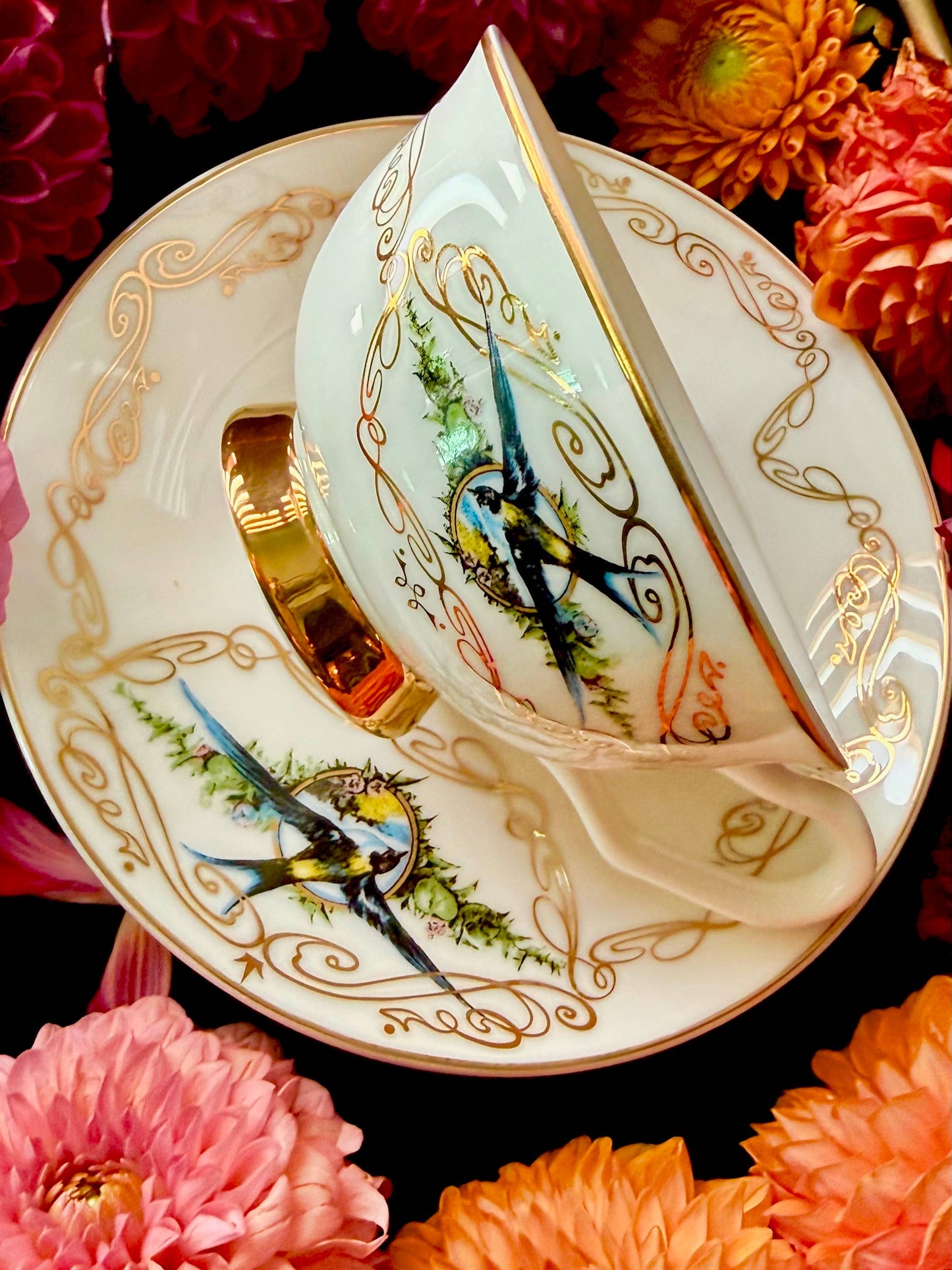 Ivory Fear My Wrath Bird Teacup and Saucer