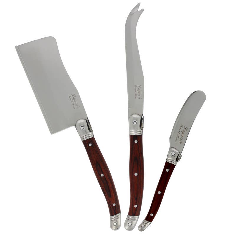 French Cheese Knife Set, 3 Piece, Pakkawood