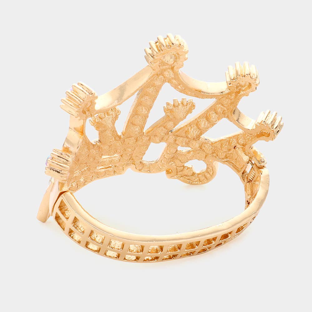 Queen Message Crown Hinged Evening Bracelet