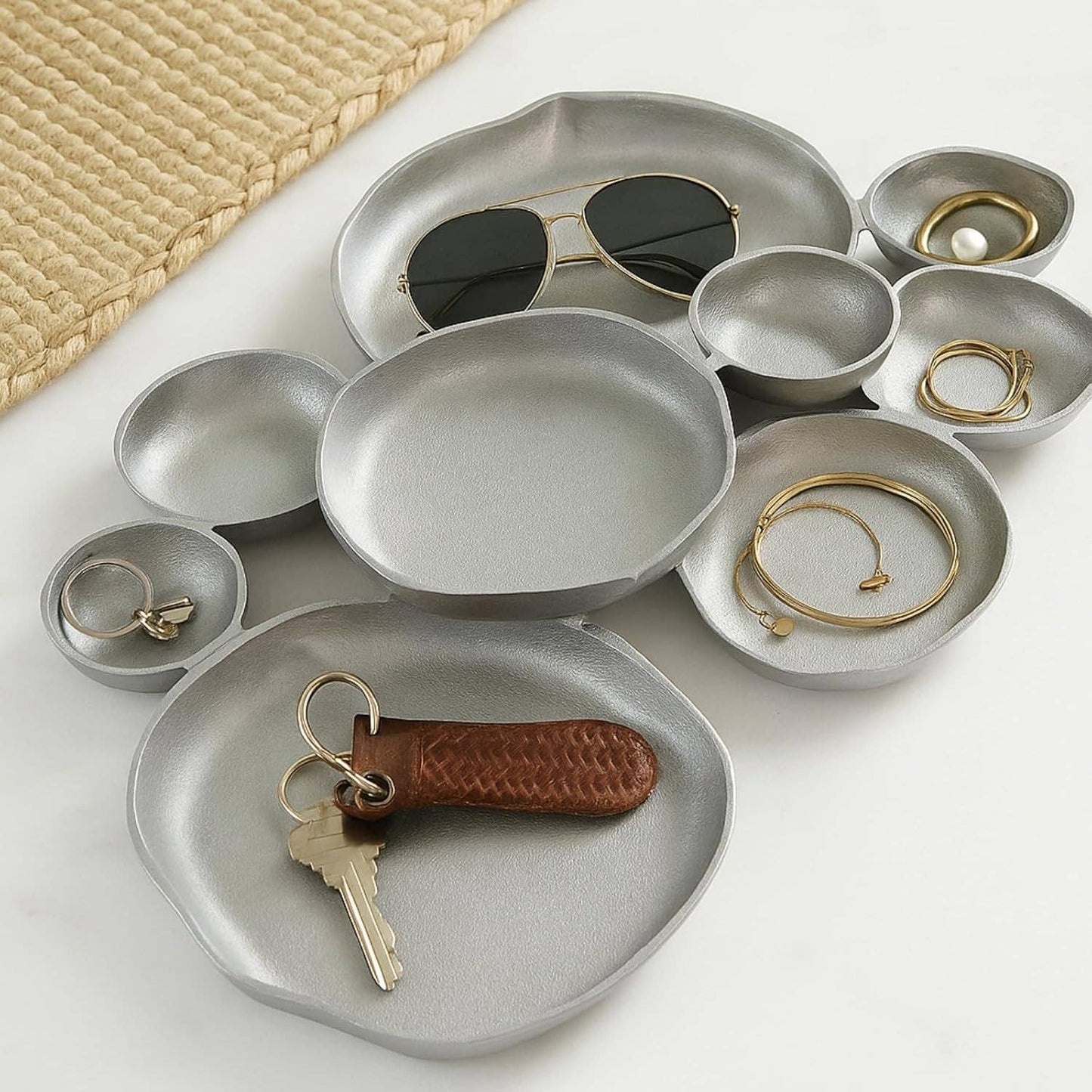 Cluster Decorative Bowls, Bright Silver Brass - Decoration