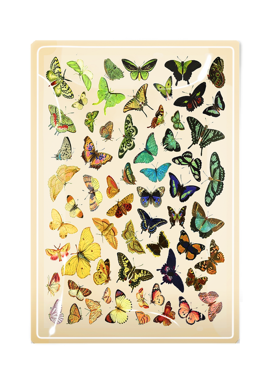 Wildflower Butterflies Decoupage Glass Tray
