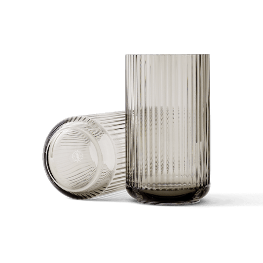 Danish Clear Porcelain -Hand-Blown Grooved Glass Vase