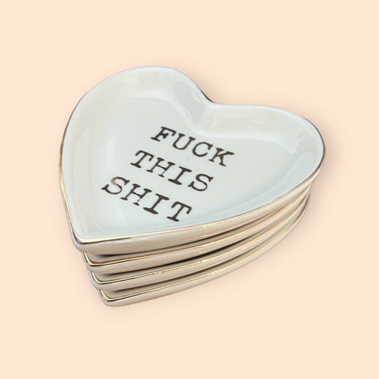 “Fuck This Shit” Ceramics Heart Trinket Boho Jewelery Dish