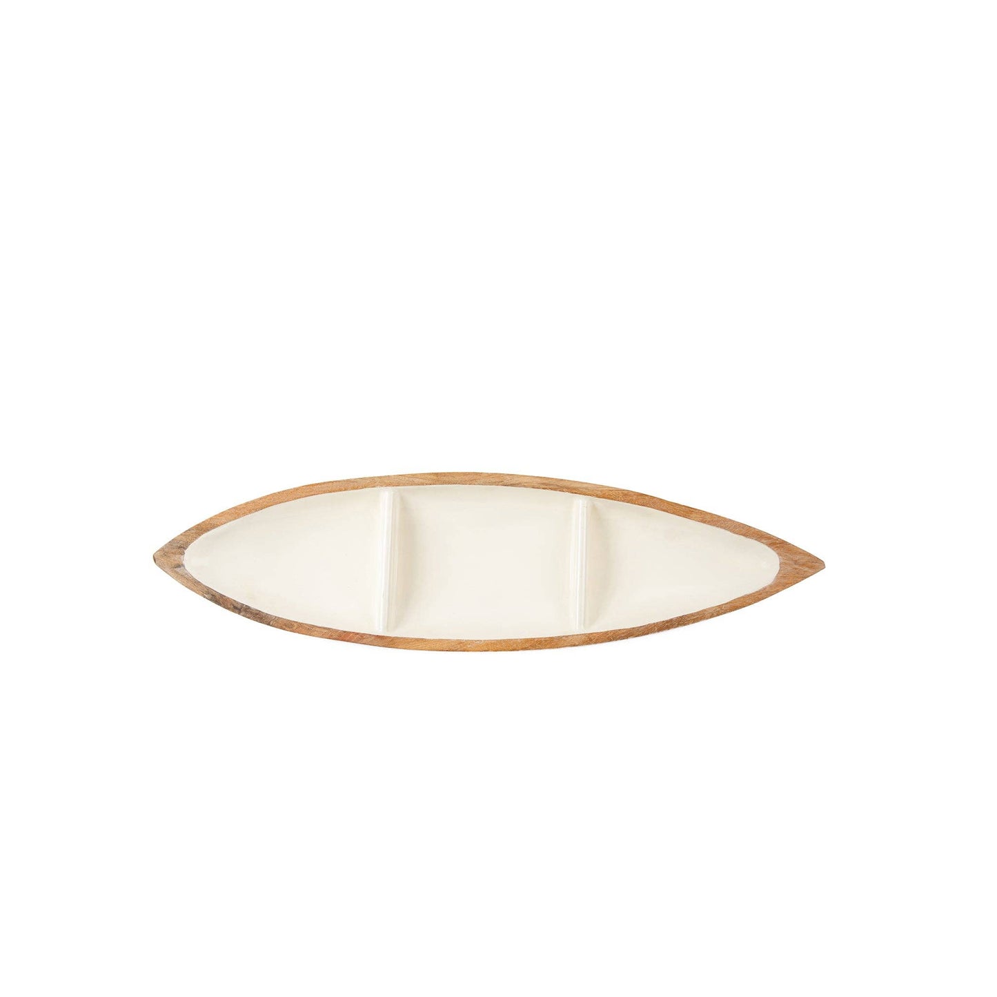 "Our Boat" Statement Platter - Mango Wood & White Enamel