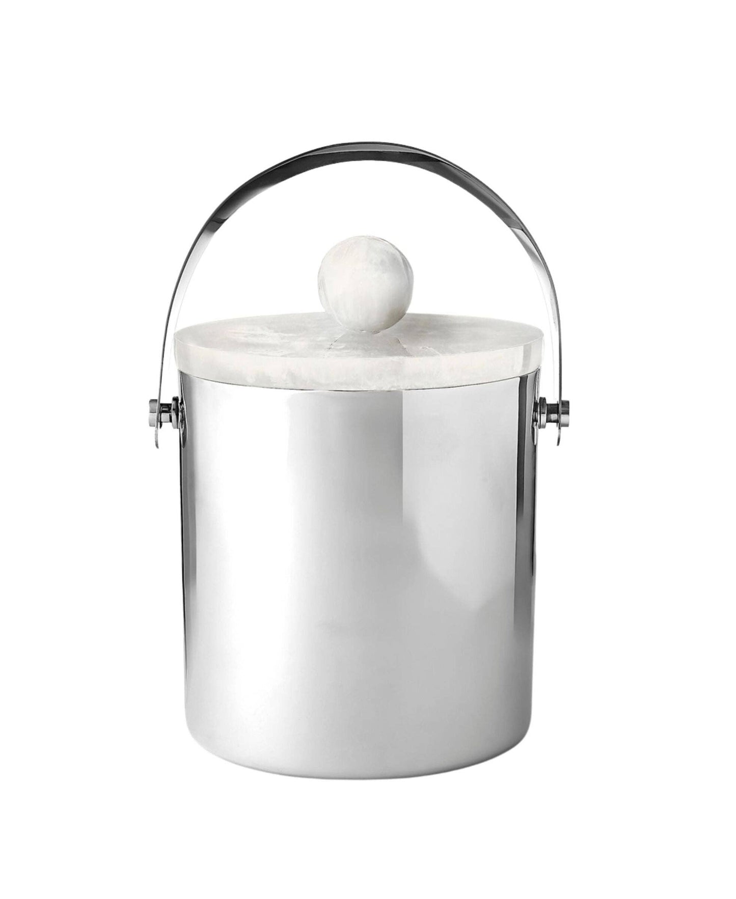 Azure Matte White Resin & Stainless Steel Ice Bucket