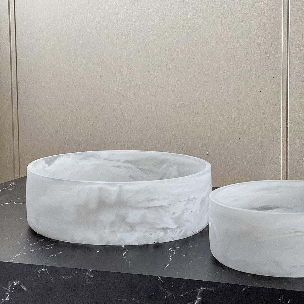 Resin White Swirl Salad Bowl