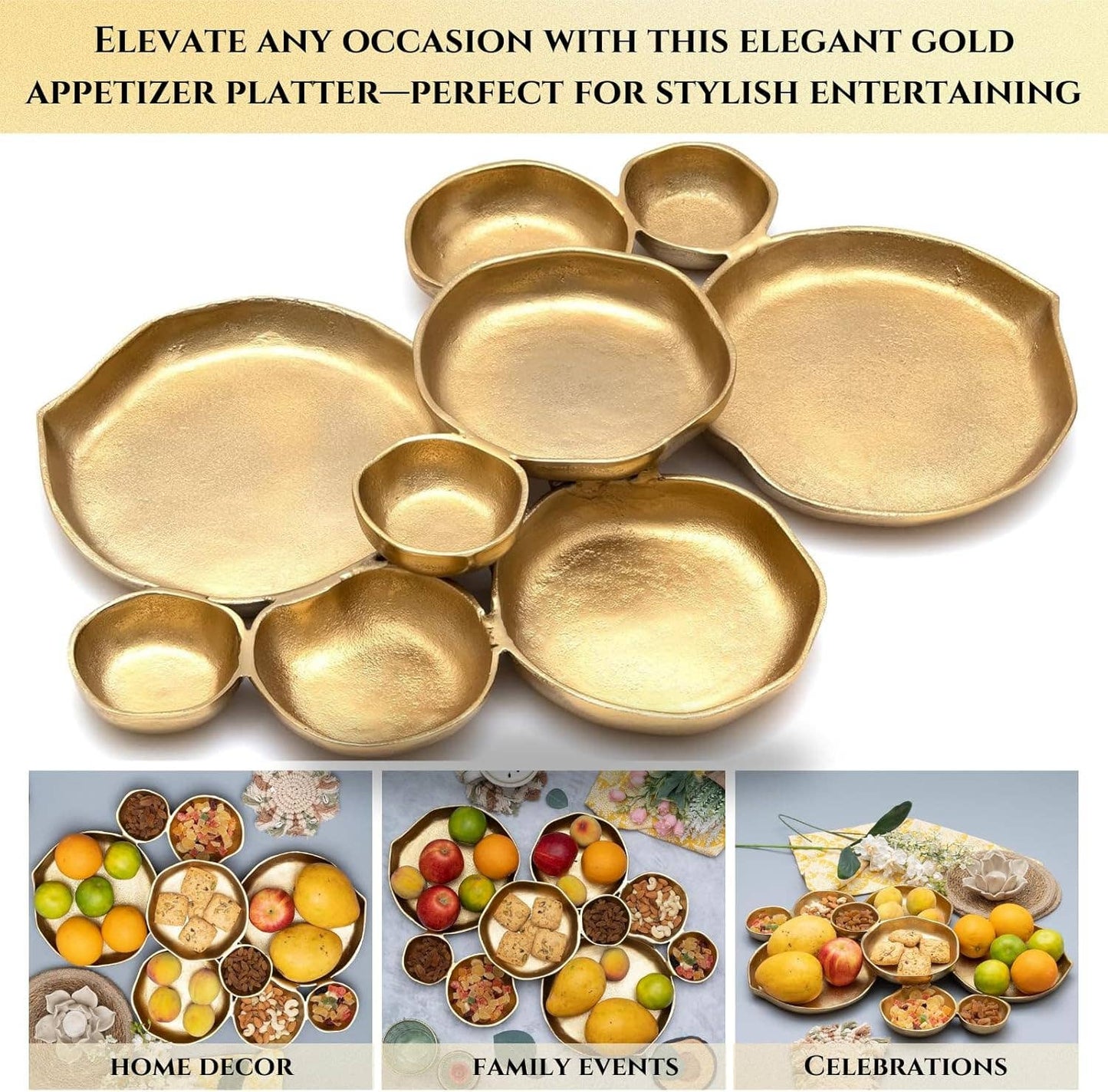 Cluster Decorative Bowls, Bright Gold Brass - Decoration