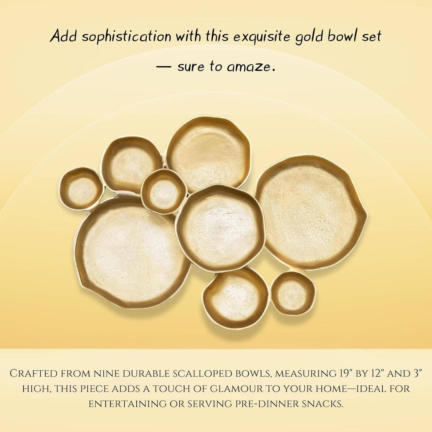 Cluster Decorative Bowls, Bright Gold Brass - Decoration