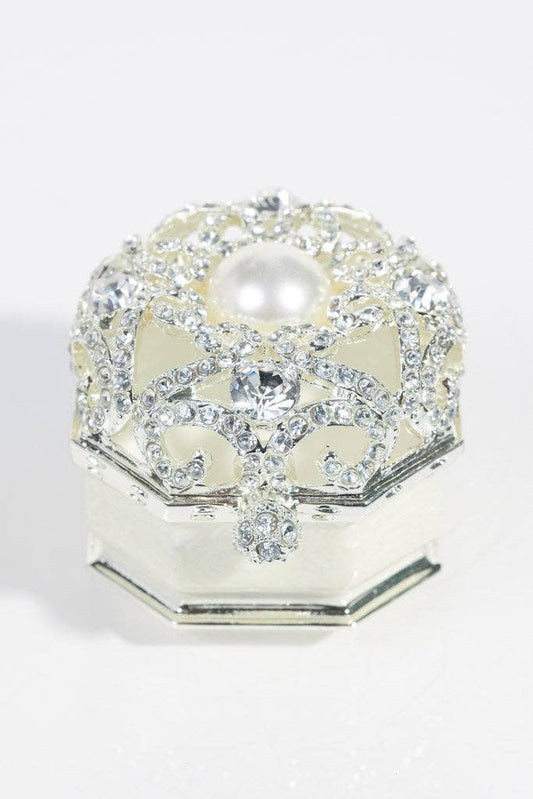 White Crystal Ring Box