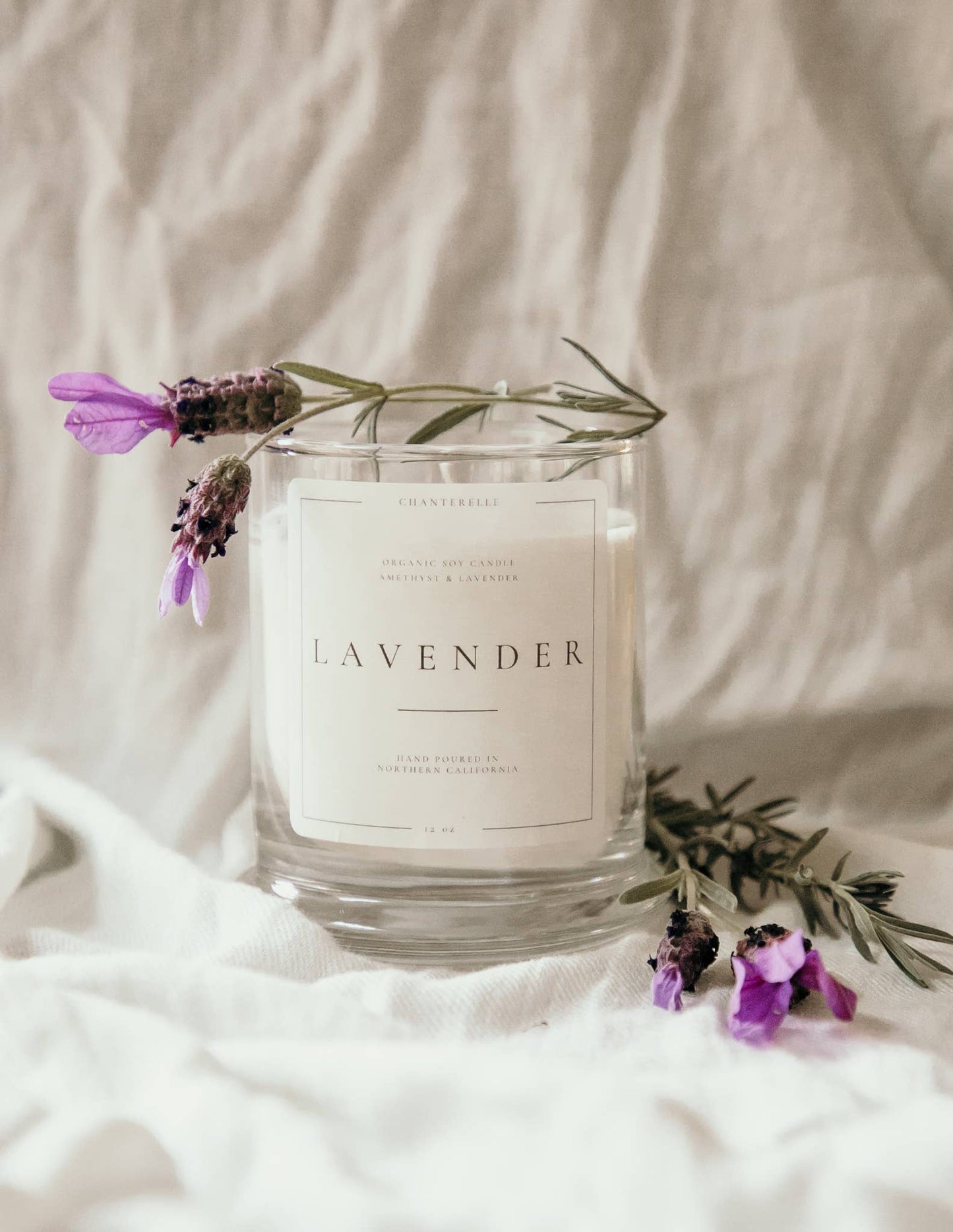 Lavender with Lavender and Amethyst Organic Soy Candle 10 oz