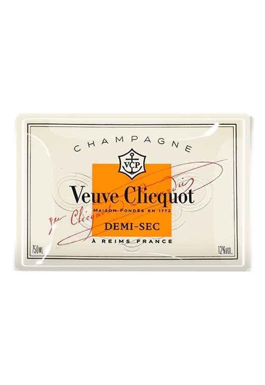 Vintage Veuve Clicquot Demi-Sec Decoupage Glass Tray
