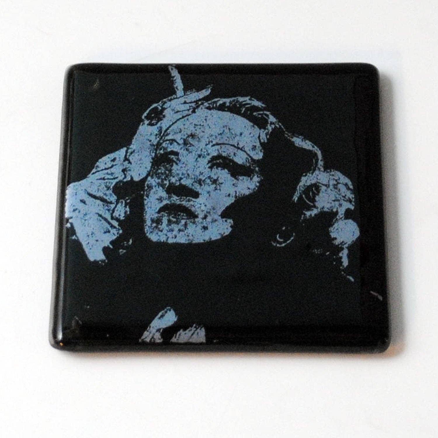 Marlene Dietrich Fused Glass Coaster - Thumbnail 5