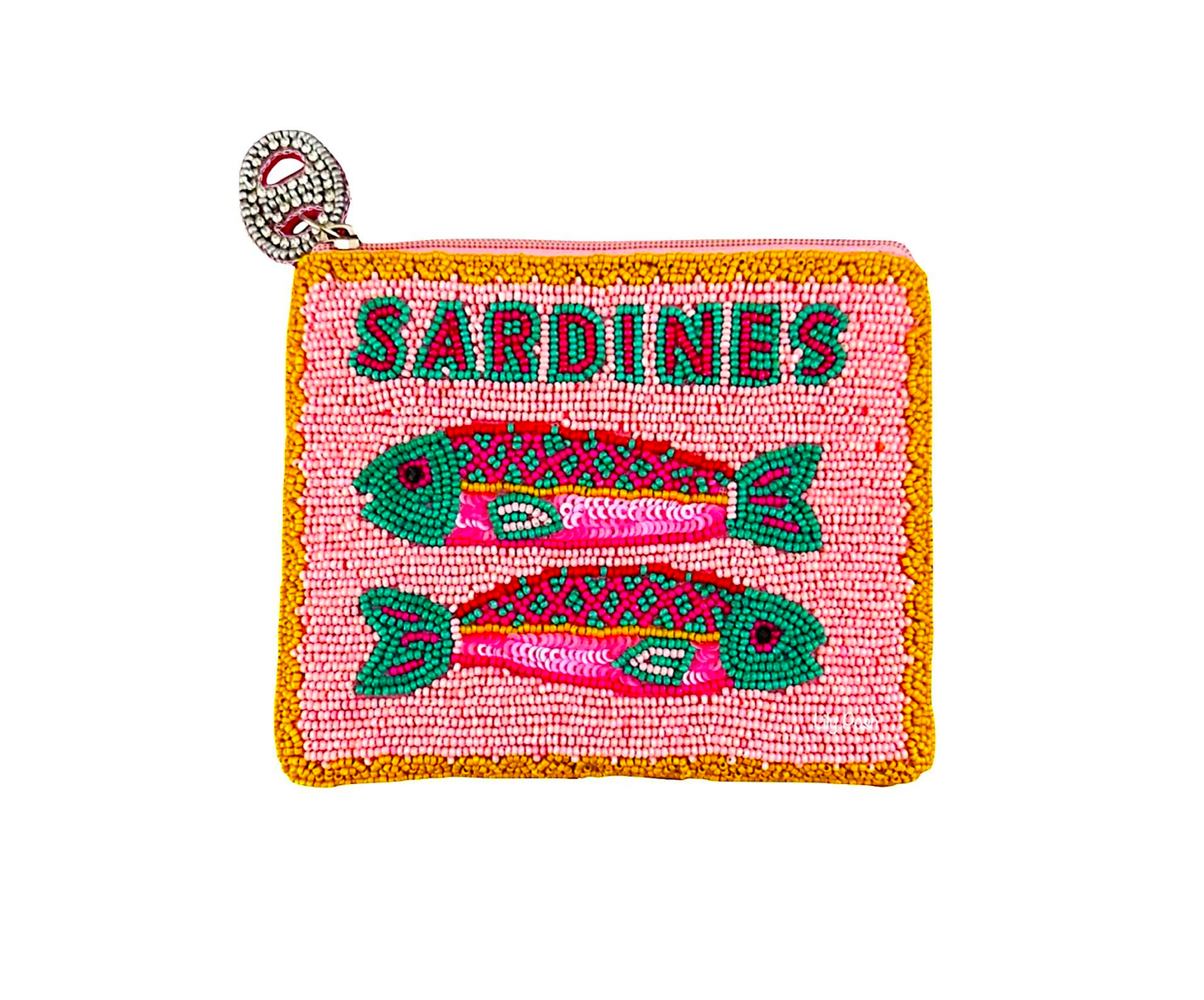 Sardines Beaded Coin Purse (Pink/Blue)