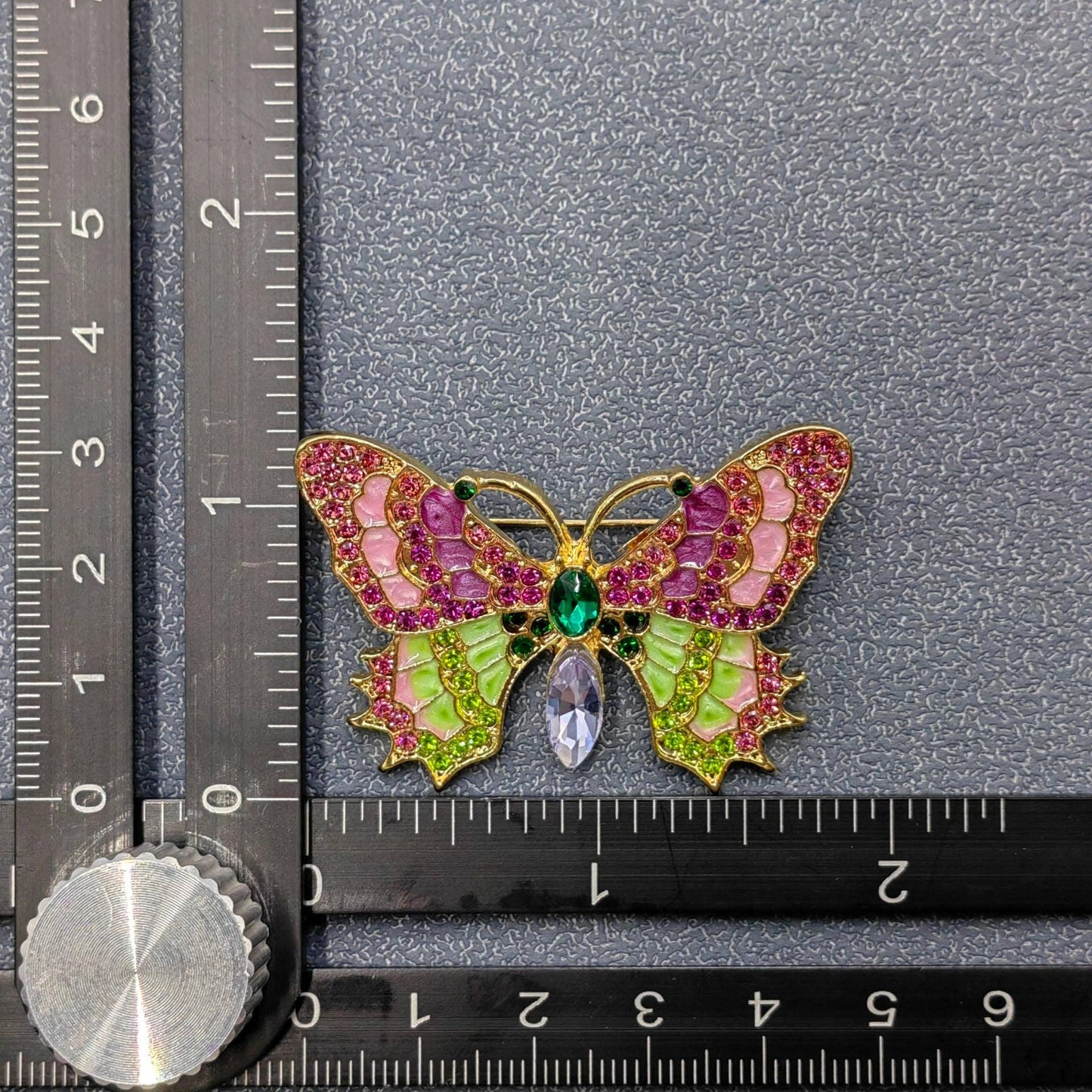 Vintage Rhinestone Enamel Butterfly Brooch