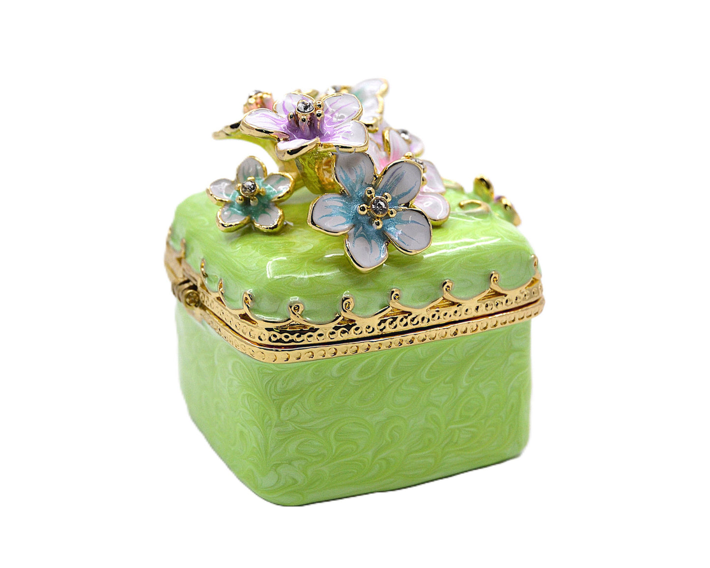 Decorative Cherry Blossom Flower Trinket Box. Hand Crafted