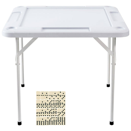 4 Player Folding Game Table with Cup Holders and Chip Tray