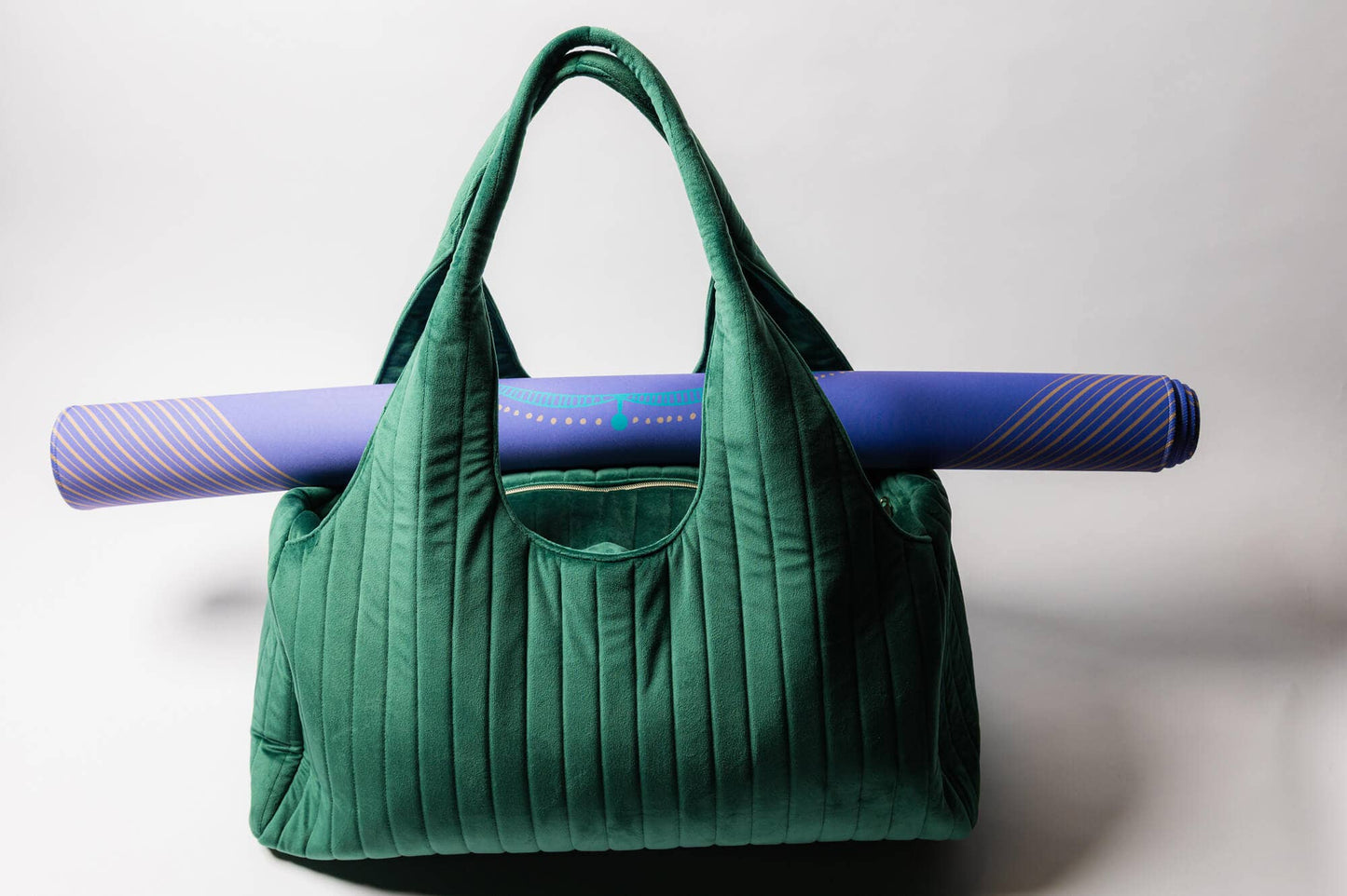 Green Velvet Quilted Mahjong Bag