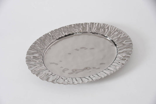 Large Platter in Silver porcelain
